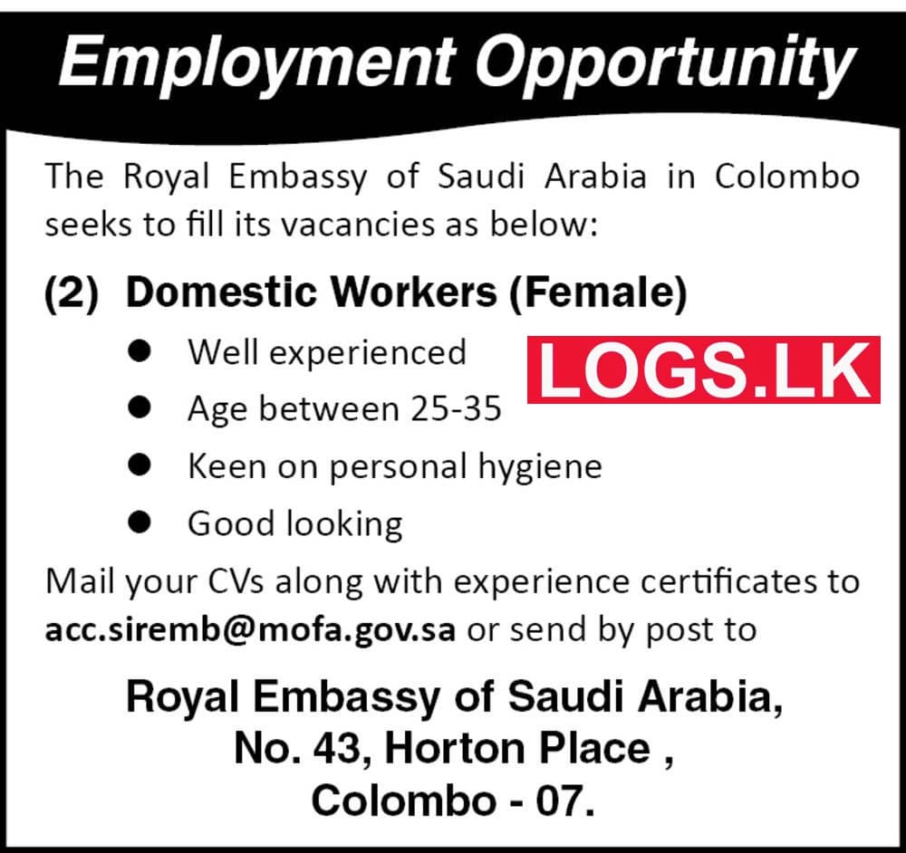 Domestic Workers Jobs Vacancies 2023 in Saudi Arabia Embassy